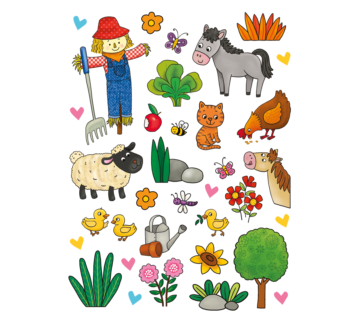 kids learning books farm stickers page